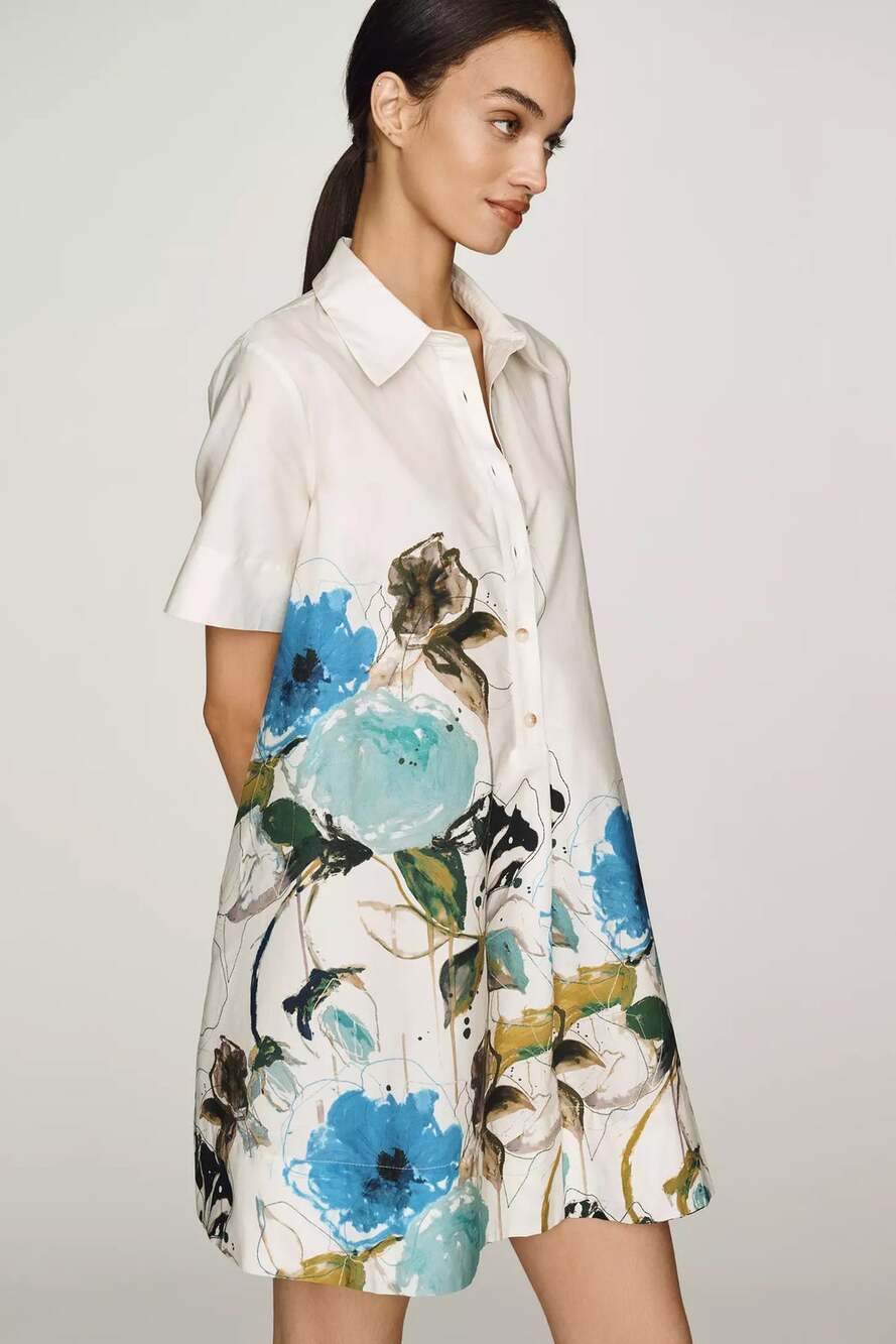 nwt by ANTHROPOLOGIE sz L The Pollie Shirt Dress Leigh Viner Special Edition